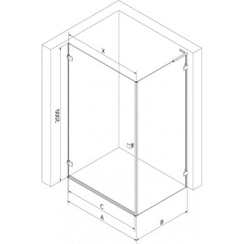 MEXEN/S - Lunar-B L sprchový kút dvere krídlové ľavá 100 x 70, transparent, ružové zlato 832L-100-070-60-00-L