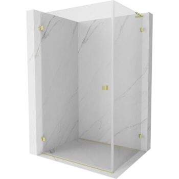 MEXEN/S - Lunar-B L sprchový kút dvere krídlové ľavá 100 x 70, transparent, zlato kartáčovaná 832L-100-070-55-00-L