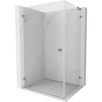 MEXEN/S - Lunar-B L sprchový kút dvere krídlové ľavá 90 x 70, transparent, meď kartáčovaná 832L-090-070-65-00-L