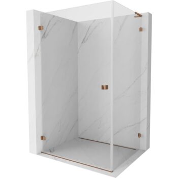 MEXEN/S - Lunar-B L sprchový kút dvere krídlové ľavá 90 x 70, transparent, ružové zlato 832L-090-070-60-00-L