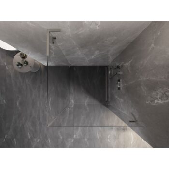 MEXEN/S - Lunar-B L sprchový kút dvere krídlové pravá 70 x 70, transparent, nikel kartáčovaný 832L-070-070-97-00-P