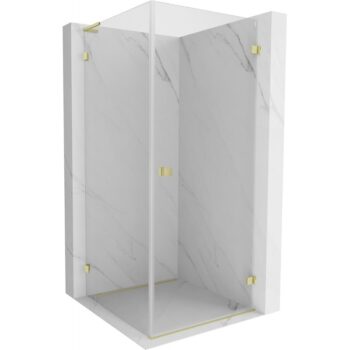 MEXEN/S - Lunar-B L sprchový kút dvere krídlové pravá 70 x 70, transparent, zlato kartáčovaná 832L-070-070-55-00-P