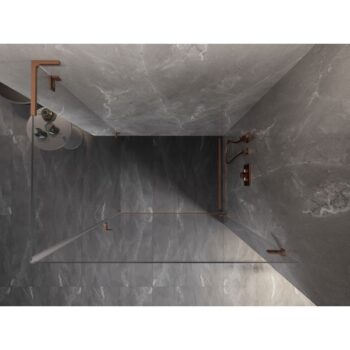 MEXEN/S - Lunar-B L sprchový kút dvere krídlové pravá 90 x 70, transparent, meď kartáčovaná 832L-090-070-65-00-P