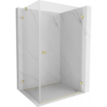MEXEN/S - Lunar-B L sprchový kút dvere krídlové pravá 90 x 70, transparent, zlato kartáčovaná 832L-090-070-55-00-P