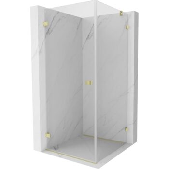 MEXEN/S - Lunar-B sprchovací kút dvere krídlové ľavá 70 x 70, transparent, zlato kartáčovaná 832-070-070-55-00-L