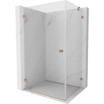 MEXEN/S - Lunar-B sprchovací kút dvere krídlové ľavá 75 x 70, transparent, meď kartáčovaná 832-075-070-65-00-L