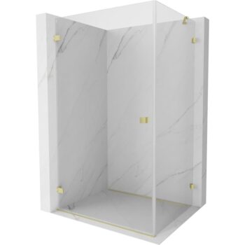 MEXEN/S - Lunar-B sprchovací kút dvere krídlové ľavá 75 x 70, transparent, zlato kartáčovaná 832-075-070-55-00-L