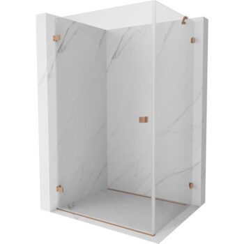 MEXEN/S - Lunar-B sprchovací kút dvere krídlové ľavá 90 x 70, transparent, meď kartáčovaná 832-090-070-65-00-L
