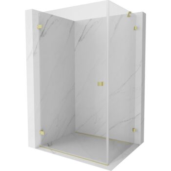 MEXEN/S - Lunar-B sprchovací kút dvere krídlové ľavá 90 x 70, transparent, zlato kartáčovaná 832-090-070-55-00-L
