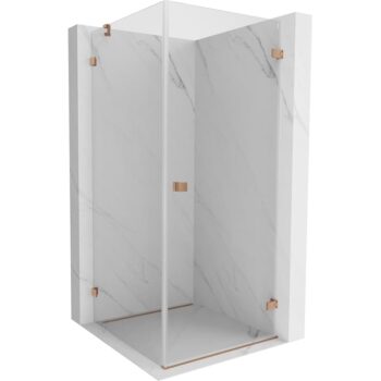 MEXEN/S - Lunar-B sprchovací kút dvere krídlové pravá 70 x 70, transparent, meď kartáčovaná 832-070-070-65-00-P