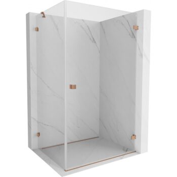 MEXEN/S - Lunar-B sprchovací kút dvere krídlové pravá 90 x 70, transparent, meď kartáčovaná 832-090-070-65-00-P