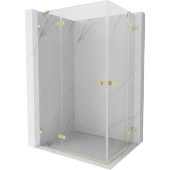 MEXEN/S - Lunar Duo sprchovací kút dvere krídlové 105 x 75, transparent, zlato kartáčovaná 834-105L-075P-55-00