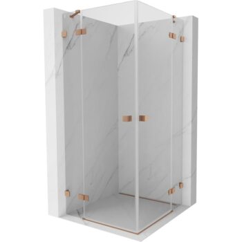 MEXEN/S - Lunar Duo sprchovací kút dvere krídlové 70 x 70, transparent, meď kartáčovaná 834-070L-070P-65-00