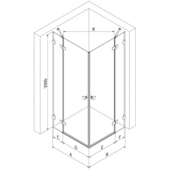 MEXEN/S - Lunar Duo sprchovací kút dvere krídlové 95 x 95, transparent, ružové zlato 834-095L-095P-60-00