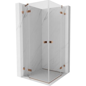 MEXEN/S - Lunar Duo sprchovací kút dvere krídlové 95 x 95, transparent, ružové zlato 834-095L-095P-60-00