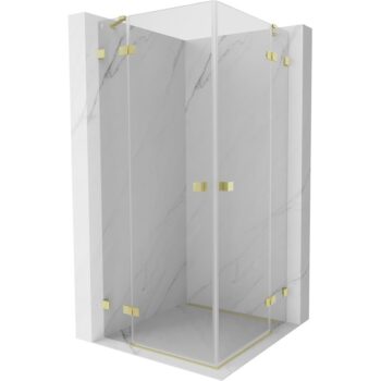 MEXEN/S - Lunar Duo sprchovací kút dvere krídlové 95 x 95, transparent, zlato kartáčovaná 834-095L-095P-55-00