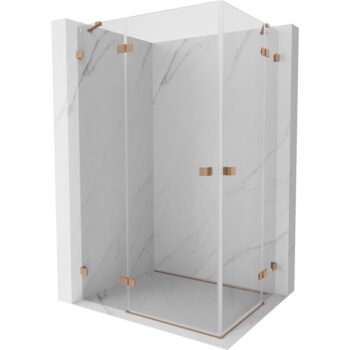 MEXEN/S - Lunar Duo sprchový kút dvere krídlové 90 x 80, transparent, meď kartáčovaná 834-090L-080P-65-00