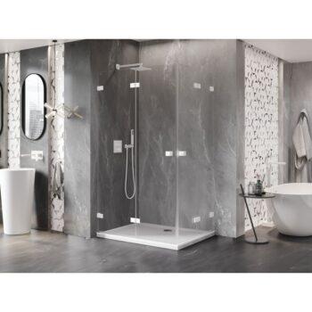 MEXEN/S - Lunar-F Duo sprchovací kút skladacie dvere 100 x 70, transparent, biela 836-100L-070P-20-00