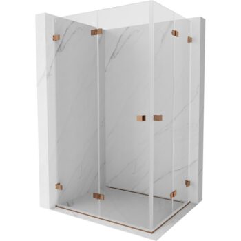 MEXEN/S - Lunar-F Duo sprchovací kút skladacie dvere 100 x 85, transparent, ružové zlato 836-100L-085P-60-00
