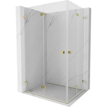 MEXEN/S - Lunar-F Duo sprchovací kút skladacie dvere 100 x 90, transparent, zlato 836-100L-090P-50-00