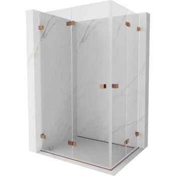 MEXEN/S - Lunar-F Duo sprchovací kút skladacie dvere 100 x 95, transparent, ružové zlato 836-100L-095P-60-00