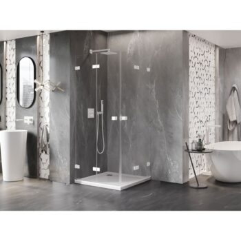MEXEN/S - Lunar-F Duo sprchovací kút skladacie dvere 75 x 75, transparent, biela 836-075L-075P-20-00
