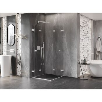 MEXEN/S - Lunar-F Duo sprchovací kút skladacie dvere 75 x 75, transparent, biela 836-075L-075P-20-00