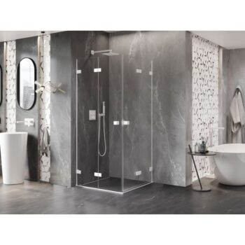 MEXEN/S - Lunar-F Duo sprchovací kút skladacie dvere 75 x 75, transparent, biela 836-075L-075P-20-00