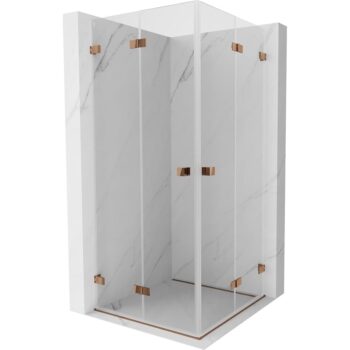 MEXEN/S - Lunar-F Duo sprchovací kút skladacie dvere 80 x 80, transparent, ružové zlato 836-080L-080P-60-00