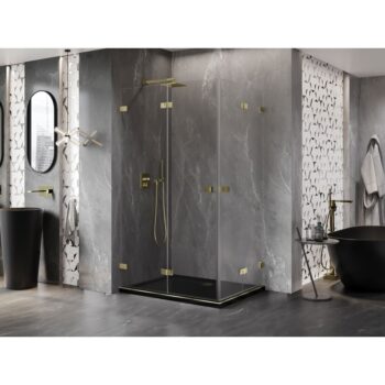 MEXEN/S - Lunar-F Duo sprchovací kút skladacie dvere 85 x 70, transparent, zlato 836-085L-070P-50-00