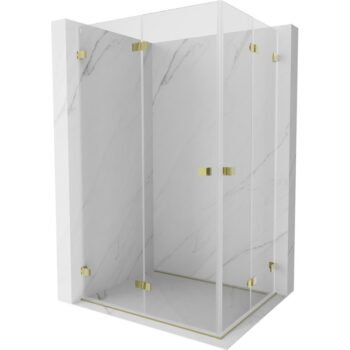MEXEN/S - Lunar-F Duo sprchovací kút skladacie dvere 85 x 75, transparent, zlato 836-085L-075P-50-00