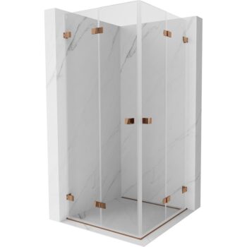 MEXEN/S - Lunar-F Duo sprchovací kút skladacie dvere 85 x 85, transparent, ružové zlato 836-085L-085P-60-00