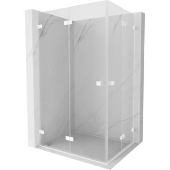 MEXEN/S - Lunar-F Duo sprchovací kút skladacie dvere 90 x 75, transparent, biela 836-090L-075P-20-00
