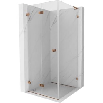 MEXEN/S - Lunar-F L sprchovací kút skladacie dvere ľavá 70 x 70, transparent, ružové zlato 836L-070-070-60-00-L