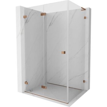 MEXEN/S - Lunar-F L sprchovací kút skladacie dvere ľavá 75 x 70, transparent, ružové zlato 836L-075-070-60-00-L