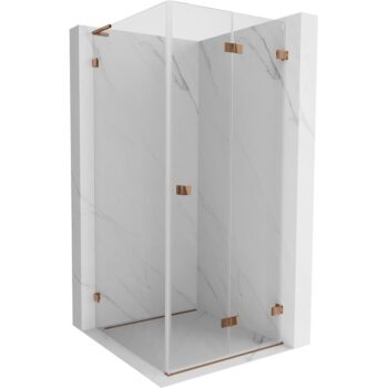MEXEN/S - Lunar-F L sprchovací kút skladacie dvere pravá 70 x 70, transparent, ružové zlato 836L-070-070-60-00-P