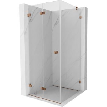 MEXEN/S - Lunar-F sprchovací kút skladacie dvere ľavá 70 x 70, transparent, różowe złot 836-070-070-60-00-L