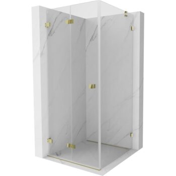 MEXEN/S - Lunar-F sprchovací kút skladacie dvere ľavá 70 x 70, transparent, zlato 836-070-070-50-00-L