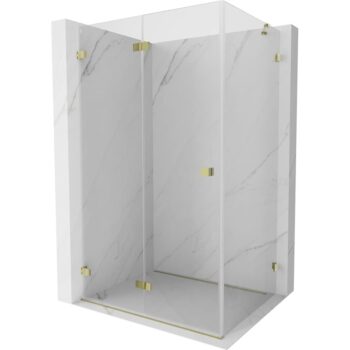 MEXEN/S - Lunar-F sprchovací kút skladacie dvere ľavá 80 x 70, transparent, zlato 836-080-070-50-00-L