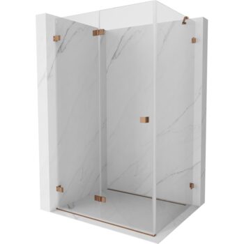 MEXEN/S - Lunar-F sprchovací kút skladacie dvere ľavá 90 x 70, transparent, różowe złot 836-090-070-60-00-L