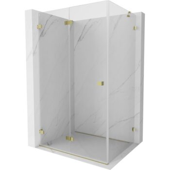 MEXEN/S - Lunar-F sprchovací kút skladacie dvere ľavá 90 x 70, transparent, zlato 836-090-070-50-00-L