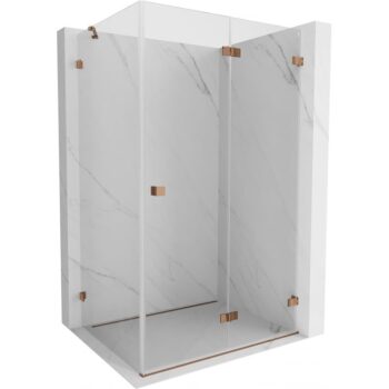 MEXEN/S - Lunar-F sprchovací kút skladacie dvere pravá 100 x 70, transparent, różowe złot 836-100-070-60-00-P