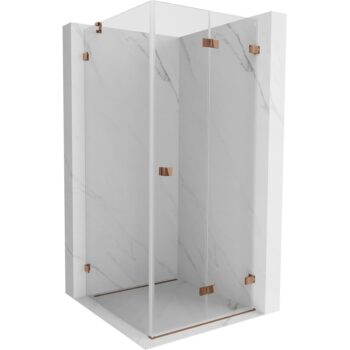 MEXEN/S - Lunar-F sprchovací kút skladacie dvere pravá 70 x 70, transparent, różowe złot 836-070-070-60-00-P