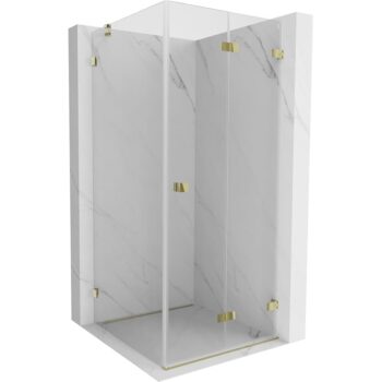 MEXEN/S - Lunar-F sprchovací kút skladacie dvere pravá 70 x 70, transparent, zlato 836-070-070-50-00-P