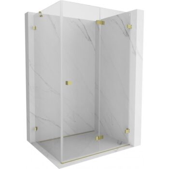 MEXEN/S - Lunar-F sprchovací kút skladacie dvere pravá 80 x 70, transparent, zlato 836-080-070-50-00-P