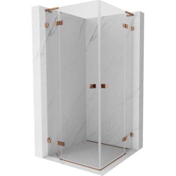 MEXEN/S - Lunar L Duo sprchovací kút dvere krídlové 105 x 105, transparent, ružové zlato 834L-105L-105P-60-00