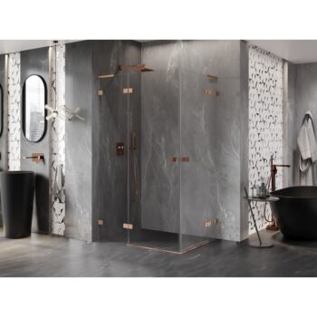 MEXEN/S - Lunar L Duo sprchovací kút dvere krídlové 105 x 70, transparent, meď kartáčovaná 834L-105L-070P-65-00
