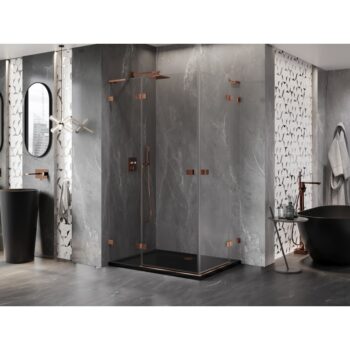MEXEN/S - Lunar L Duo sprchovací kút dvere krídlové 105 x 80, transparent, ružové zlato 834L-105L-080P-60-00