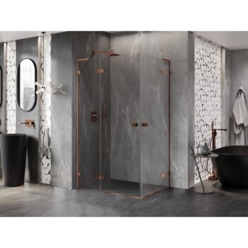 MEXEN/S - Lunar L Duo sprchovací kút dvere krídlové 115 x 70, transparent, ružové zlato 834L-115L-070P-60-00