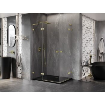 MEXEN/S - Lunar L Duo sprchovací kút dvere krídlové 115 x 70, transparent, zlato kefovaná 834L-115L-070P-55-00